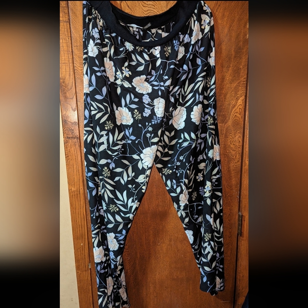 Women's Calvin Klein Wide Leg Floral Flowing Pants Size XL